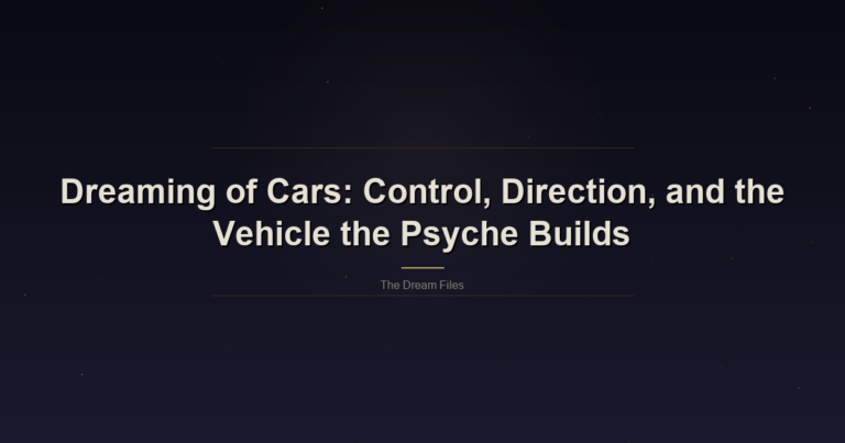 Dreaming Of Cars: Control, Direction, And The Vehicle The Psyche Builds